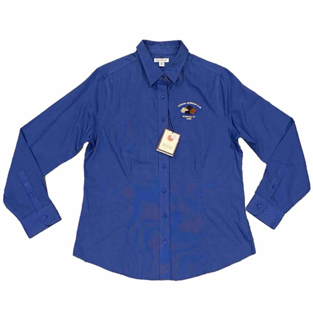 National Retriever Dog Club ButtonDown Blue Embroidered Shirt Women’s Size M NWT